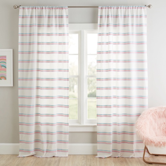 Rainbow Stripe Sheer Curtain Set-Pottery Barn NWT - Picture 1 of 6